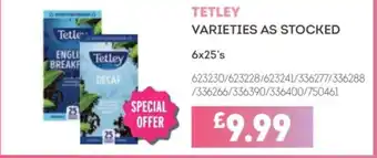 Bestway TETLEY Varieties as stocked offer