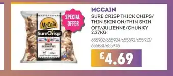 Bestway MCCAIN Sure crisp thick chips/ thin skin on/thin skin off/julienne/chunky offer