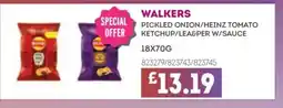 Bestway WALKERS Pickled onion/heinz tomato ketchup/lea&per w/sauce offer