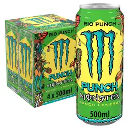 Asda Monster Energy Drink Rio Punch 4 x 500ml offer
