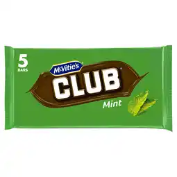 Iceland McVitie's Club Mint Bars 5 x 22g (110g) offer