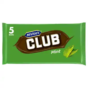 Iceland McVitie's Club Mint Bars 5 x 22g (110g) offer