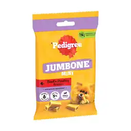 Iceland PEDIGREE JUMBONE Mini Adult Small Dog Treats Beef & Poultry 4 Chews 160g offer