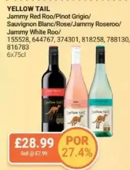 Bestway YELLOW TAIL Jammy Red Roo/Pinot Grigio/ Sauvignon Blanc/Rose/Jammy Roseroo/ Jammy White Roo offer