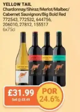 Bestway YELLOW TAIL Chardonnay/Shiraz/Merlot/Malbec/ Cabernet Sauvignon/Big Bold Red offer