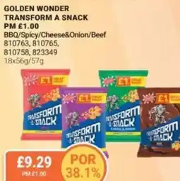 Bestway Golden wonder transform a snack BBQ/Spicy/Cheese&Onion/Beef offer