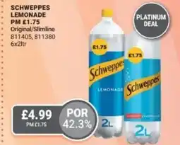 Bestway SCHWEPPES LEMONADE Original/Slimline offer