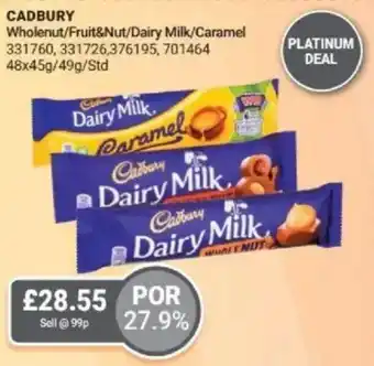 Bestway CADBURY Wholenut/Fruit&Nut/Dairy Milk/Caramel offer