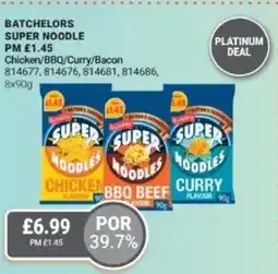 Bestway BATCHELORS SUPER NOODLE Chicken/BBQ/Curry/Bacon offer