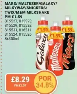 Bestway Mars/ malteser/galaxy/ milkyway/snickers/ twix/m&m milkshake offer