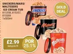 Bestway Snickers/mars/ maltesers ice cream tub offer