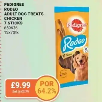 Bestway Pedigree rodeo adult dog treats chicken 7 sticks offer