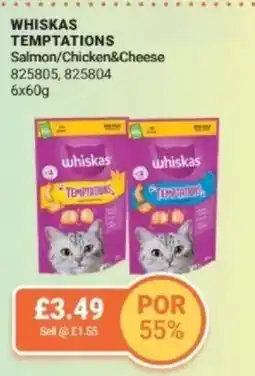 Bestway WHISKAS TEMPTATIONS Salmon/Chicken&Cheese offer