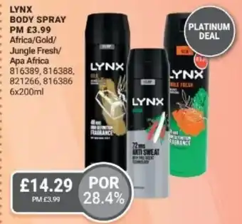 Bestway Lynx body spray africa/gold/ Jungle Fresh/ Apa Africa offer