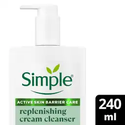 Asda Simple Cream Cleanser Replenishing Cream 240 ml offer