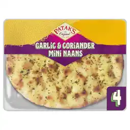 Morrisons Patak's Authentic & Flame Baked Garlic & Coriander Mini Naan Breads 4 pack offer