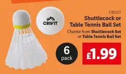 Lidl Shuttlecock or Table Tennis Ball Set offer