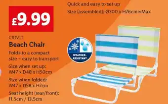 Lidl CRIVIT Beach Chair offer