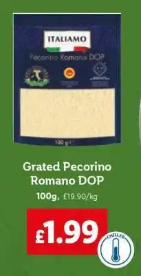 Lidl Grated Pecorino Romano DOP offer