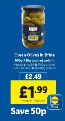 Lidl Green Olives in Brine offer