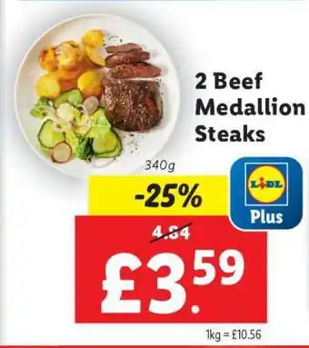 Lidl 2 Beef Medallion Steaks offer