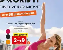 Lidl CRIVIT Ladies’ Low Impact Sports Bra offer