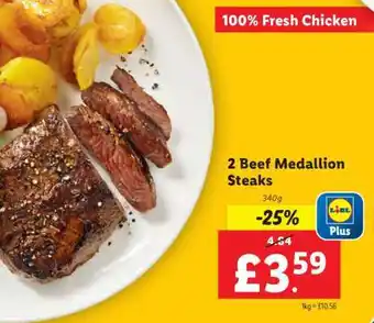 Lidl 2 Beef Medallion Steaks offer