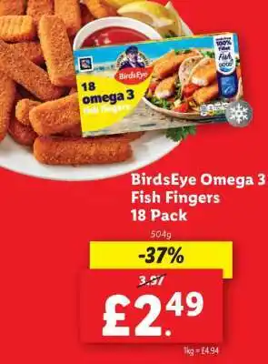 Lidl BirdsEye Omega 3 Fish Fingers 18 Pack offer