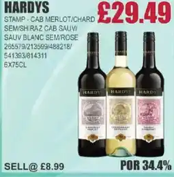 Bestway HARDYS Stamp-cab merlot/chard sem/shiraz cab sauv sauv blanc sem/rose offer