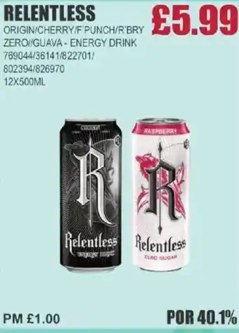 Bestway RELENTLESS Origin/cherry/f punch/r'bry zero/guava-energy drink offer