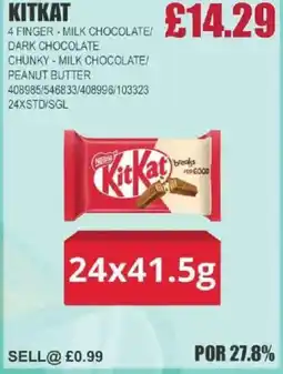 Bestway KITKAT 4 finger - milk chocolate/ dark chocolate chunky milk chocolate/ peanut butter offer
