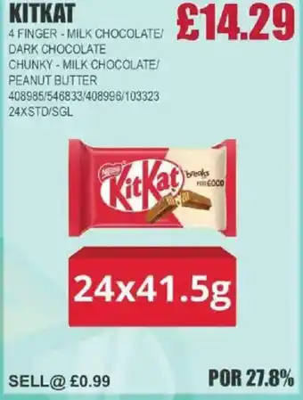 Bestway KITKAT 4 finger - milk chocolate/ dark chocolate chunky milk chocolate/ peanut butter offer