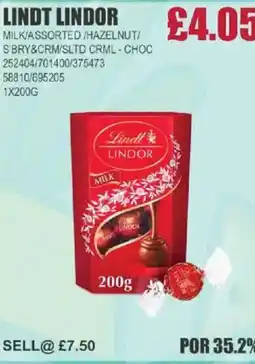 Bestway LINDT LINDOR Milk/assorted/hazelnut/ s'bry&crm/sltd crml - choc offer