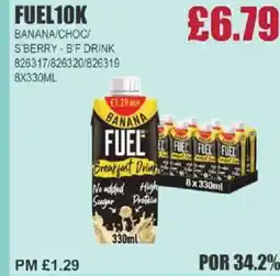 Bestway FUEL10K Banana/choc/ s'berry b'f drink offer
