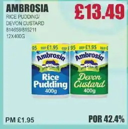 Bestway AMBROSIA Rice pudding/ devon custard offer