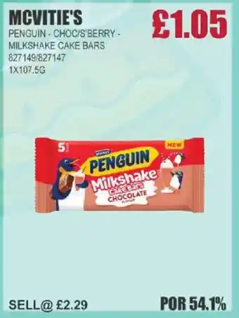 Bestway MCVITIE'S Penguin - choc/s'berry- milkshake cake bars offer