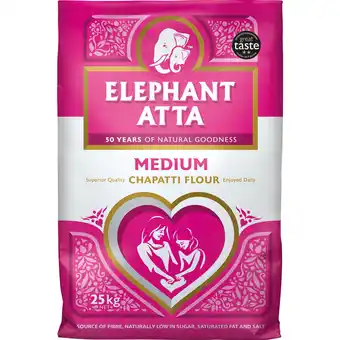 Iceland Elephant Atta Medium Chapatti Flour 25KG offer