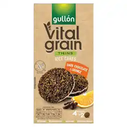 Iceland Gullón Vital Grain Thins Dark Chocolate & Orange Rice Cakes 4 x 30g (120g) offer