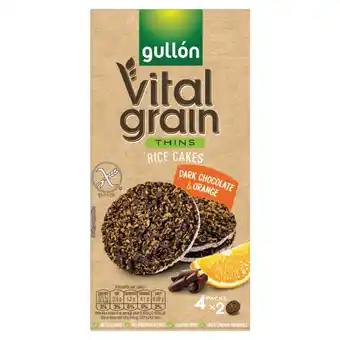 Iceland Gullón Vital Grain Thins Dark Chocolate & Orange Rice Cakes 4 x 30g (120g) offer