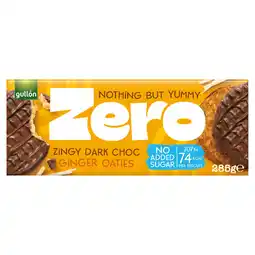 Iceland Gullón Zero Zingy Dark Choc Ginger Oaties 285g offer