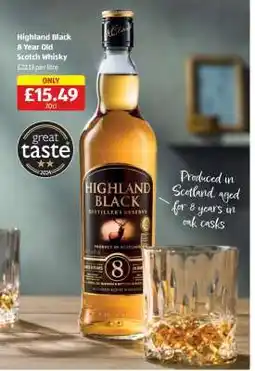 Aldi Highland Black 8 Year Old Scotch Whisky offer