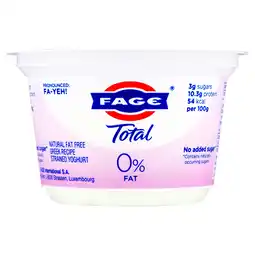 Iceland Fage Total 0% Fat Natural Fat Free Greek Recipe Strained Yoghurt 150g offer