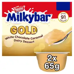 Iceland Milkybar Gold White Chocolate Caramel Dessert 2 x 65g offer