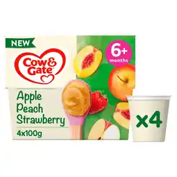 Morrisons Cow & Gate Apple Peach & Strawberry Baby Food Fruit Pot 6+ Months 4x100g offer