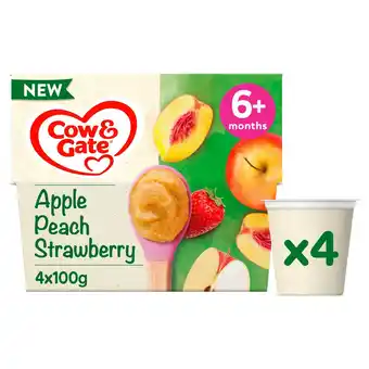 Morrisons Cow & Gate Apple Peach & Strawberry Baby Food Fruit Pot 6+ Months 4x100g offer