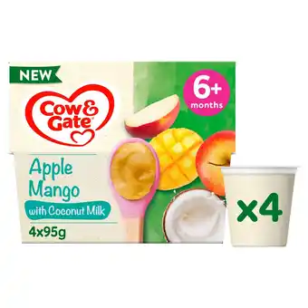 Morrisons Cow & Gate Apple, Mango with Coconut Milk Baby Food Pot 6+ Months 4x95g offer