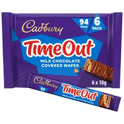 Tesco Cadbury Timeout Wafer Chocolate Biscuit Bars 6 Pack 108g offer