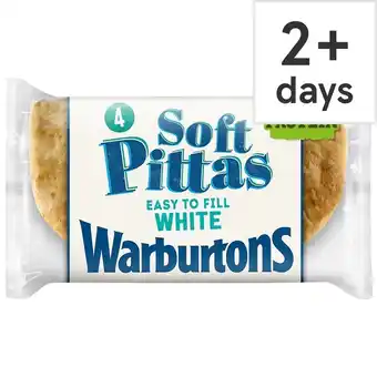 Tesco Warburtons Soft White Pitta Breads 4 Pack offer