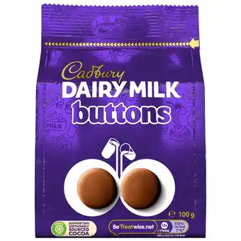 Tesco Cadbury Dairy Milk Chocolate Buttons Bag 100G offer
