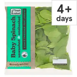 Tesco Fresh & Naked Spinach 125G offer